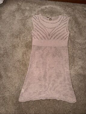 Chan Luu Crochet Knit Dress in Light Pink